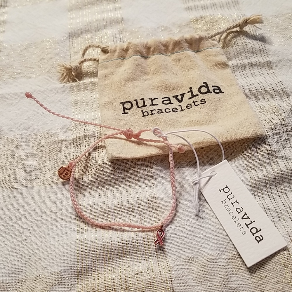 Pura Vida pink ribbon bracelet